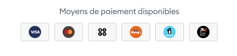 Moyens de paiement disponibles sur le checkout Chariow